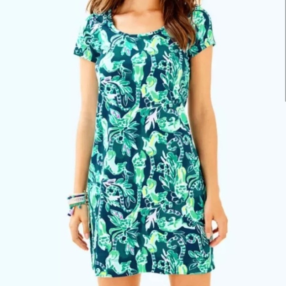 Lilly Pulitzer Beacon T-Shirt Dress Tidal Wave In The Details Short Sleeve XXS - Picture 1 of 4